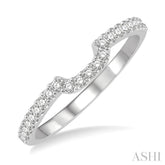 1/10 Ctw U-Shape Center Round Cut Diamond Wedding Band in 14K White Gold