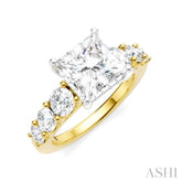 1 1/10 Ctw Princess Shape Round Cut Diamond Semi-Mount Engagement Ring in 14K Yellow and White Gold