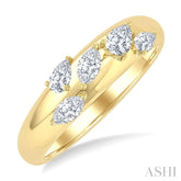 1/2 Ctw 5-Stone Pear and Marquise Cut Diamond Fashion Bold Band in 14K Yellow Gold