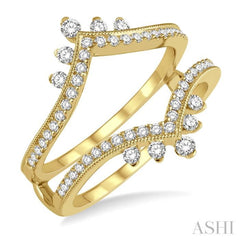 1/2 Ctw Pointed Arch Round Cut Diamond Insert Ring in 14K Yellow Gold 1/2 Ctw Pointed Arch Round Cut Diamond Insert Ring in 14K Yellow Gold