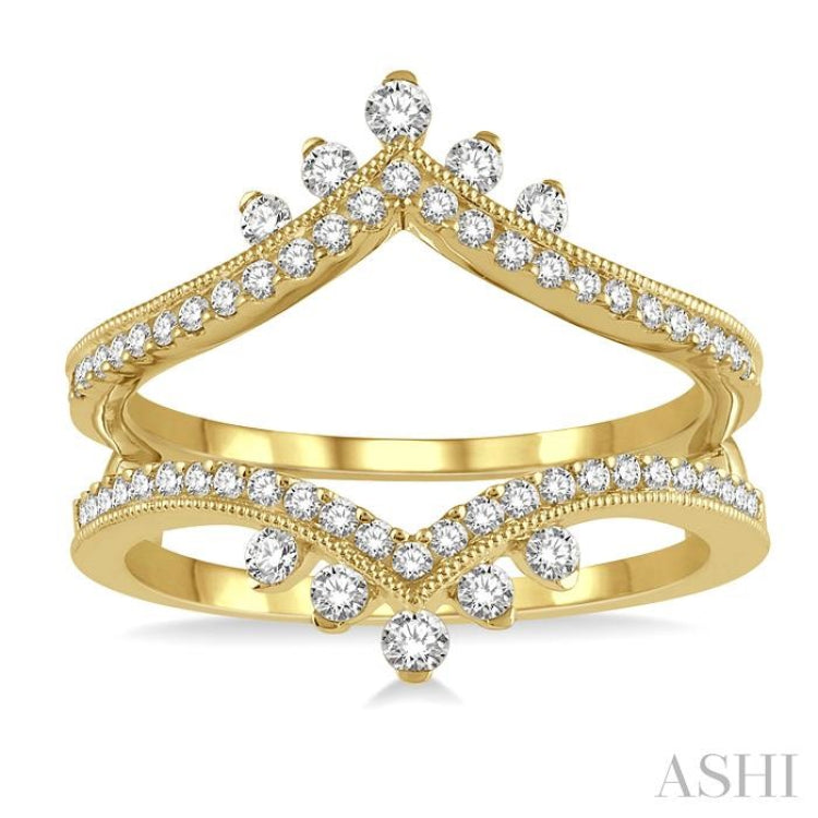 1/2 Ctw Pointed Arch Round Cut Diamond Insert Ring in 14K Yellow Gold 1/2 Ctw Pointed Arch Round Cut Diamond Insert Ring in 14K Yellow Gold