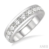 1 1/2 Ctw Channel Set 11 Stone Round Cut Diamond Wedding Band in 14K White Gold