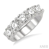 2 1/2 Ctw 5 Stone Round Cut Diamond Wedding Band in 14K White Gold