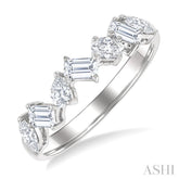3/4 Ctw Mixed Shape Diamond Cut Fashion Band in 14K White Gold