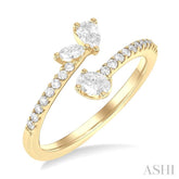 1/2 Ctw 3-Stone Mixed Diamond Cut Fashion Open Ring in 14K Yellow Gold