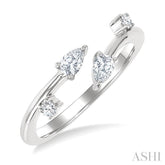 1/4 Ctw Open Bypass Pear and Round Cut Diamond Fashion Ring in 14K White Gold