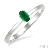 5x3 MM Oval shape Emerald Precious Solitaire Ring in 14K White Gold