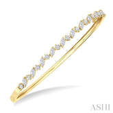 1 1/3 Ctw Marquise and Round Cut Diamond Stackable Bangle in 14K Yellow Gold