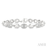 1/10 Ctw Mariner Link Round Cut Diamond Bracelet in Sterling Silver