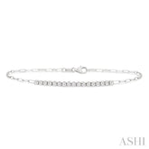 1/2 Ctw Round Cut Diamond Paperclip Chain Bracelet in 14K White Gold