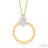 1/6 Ctw Round Cut Diamond Bead Shank Pear Shape Lovebright Pendant With Chain in 10K Yellow and White Gold
