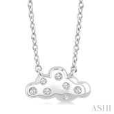 1/20 Ctw Cloud Round Cut Diamond Petite Fashion Pendant With Chain in 10K White Gold