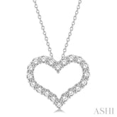 1 Ctw Heart Shape Round Cut Diamond Pendant With Chain in 14K White Gold