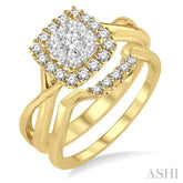 1/2 ctw Diamond Lovebright Wedding Set with 1/2 ctw Engagement Ring and 1/20 ctw Wedding Band in 14K Yellow and White Gold