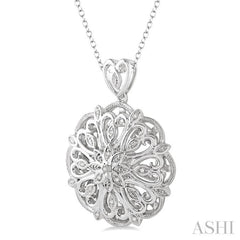 1/20 Ctw Round Cut Diamond Medallion Pendant in Sterling Silver with Chain 1/20 Ctw Round Cut Diamond Medallion Pendant in Sterling Silver with Chain