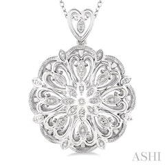 1/20 Ctw Round Cut Diamond Medallion Pendant in Sterling Silver with Chain 1/20 Ctw Round Cut Diamond Medallion Pendant in Sterling Silver with Chain