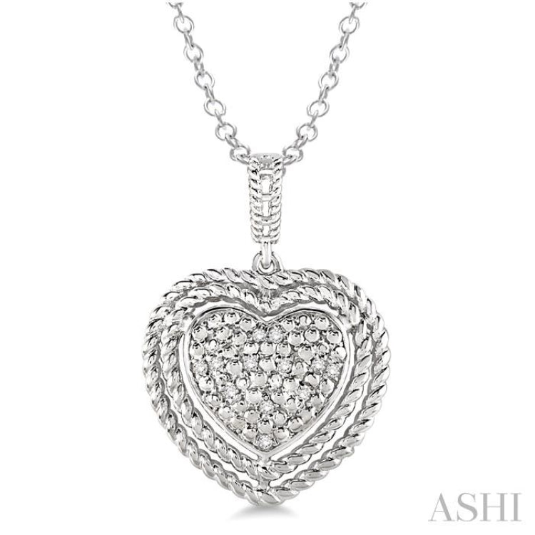 1/20 Ctw Single Cut Diamond Heart Pendant in Sterling Silver with Chain 1/20 Ctw Single Cut Diamond Heart Pendant in Sterling Silver with Chain