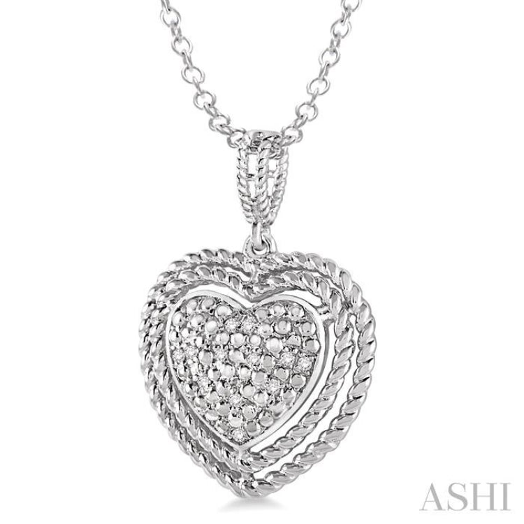 1/20 Ctw Single Cut Diamond Heart Pendant in Sterling Silver with Chain 1/20 Ctw Single Cut Diamond Heart Pendant in Sterling Silver with Chain