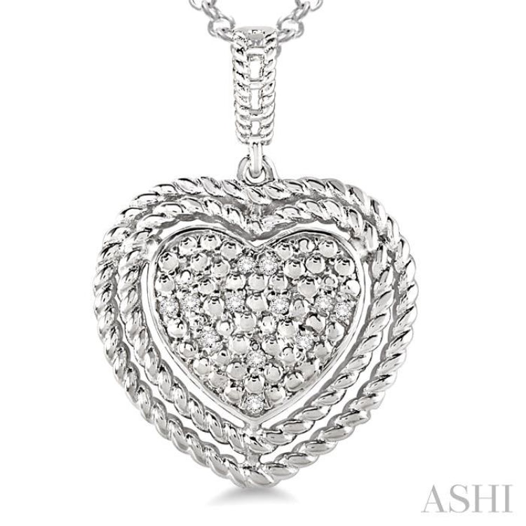 1/20 Ctw Single Cut Diamond Heart Pendant in Sterling Silver with Chain 1/20 Ctw Single Cut Diamond Heart Pendant in Sterling Silver with Chain