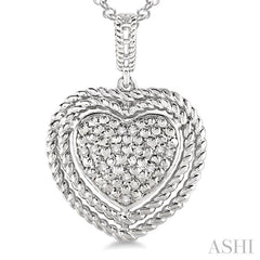 1/20 Ctw Single Cut Diamond Heart Pendant in Sterling Silver with Chain 1/20 Ctw Single Cut Diamond Heart Pendant in Sterling Silver with Chain