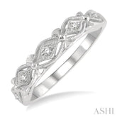 1/20 Ctw Diamond Shape Mount Round Cut Diamond Wedding Band in 14K White Gold