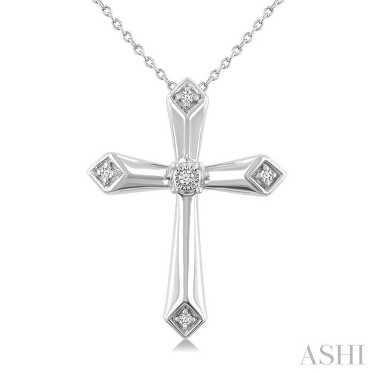 1/20 Ctw Single Cut Diamond Fashion Cross Pendant With Chain in Sterling Silver 1/20 Ctw Single Cut Diamond Fashion Cross Pendant With Chain in Sterling Silver