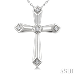 1/20 Ctw Single Cut Diamond Fashion Cross Pendant With Chain in Sterling Silver 1/20 Ctw Single Cut Diamond Fashion Cross Pendant With Chain in Sterling Silver