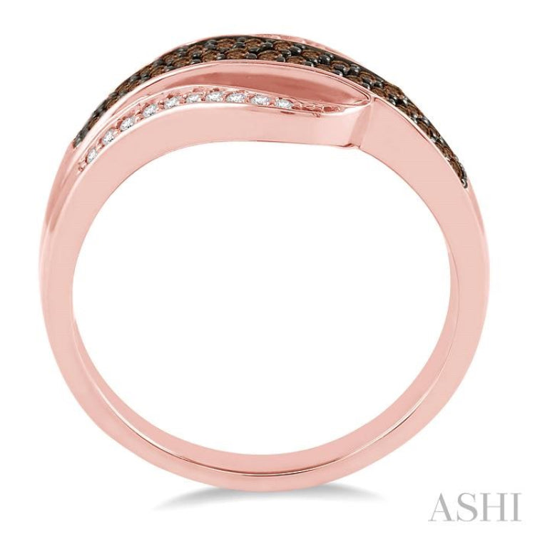 1/3 Ctw White and Champagne Brown Diamond Ring in 10K Rose Gold 1/3 Ctw White and Champagne Brown Diamond Ring in 10K Rose Gold