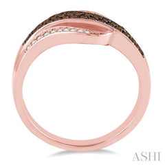 1/3 Ctw White and Champagne Brown Diamond Ring in 10K Rose Gold 1/3 Ctw White and Champagne Brown Diamond Ring in 10K Rose Gold