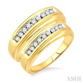 1/3 Ctw Round Cut Diamond Duos Ring Set in 10K Yellow Gold