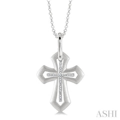 1/20 Ctw Single Cut Diamond Cross Pendant with Chain in Sterling Silver 1/20 Ctw Single Cut Diamond Cross Pendant with Chain in Sterling Silver