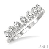 1/3 Ctw Lined Circular Mount Round Cut Diamond Fashion Stackable Band in 14K White Gold