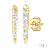 1/10 Ctw Petite Vertical Bar Graduated Round Cut Diamond Fashion Stud Earring in 10K Yellow Gold