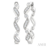 1/8 Ctw Wavy Pattern Single Cut Diamond Fashion Hoop Earrings in 10K White Gold