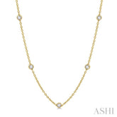 1 Ctw Round Cut Diamond Station Necklace in 14K Yellow Gold