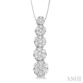 1 Ctw Journey Diamond Pendant in 14K White Gold with Chain