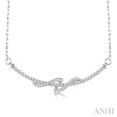 1/4 Ctw Round Cut Diamond Swirl Necklace in 10K White Gold with Chain