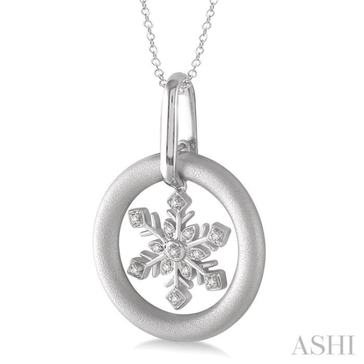 1/20 Ctw Single Cut Diamond Snow Flower Pendant in Sterling Silver with Chain 1/20 Ctw Single Cut Diamond Snow Flower Pendant in Sterling Silver with Chain
