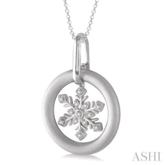 1/20 Ctw Single Cut Diamond Snow Flower Pendant in Sterling Silver with Chain 1/20 Ctw Single Cut Diamond Snow Flower Pendant in Sterling Silver with Chain