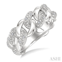 1/20 Ctw Single Cut Diamond Curb & Cuban Ring in Sterling Silver 1/20 Ctw Single Cut Diamond Curb & Cuban Ring in Sterling Silver