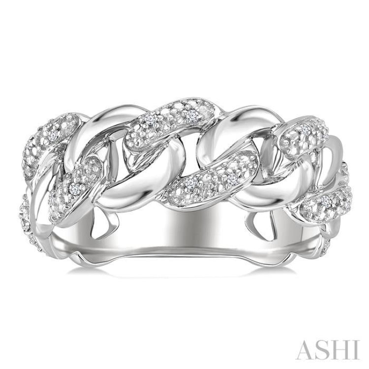 1/20 Ctw Single Cut Diamond Curb & Cuban Ring in Sterling Silver 1/20 Ctw Single Cut Diamond Curb & Cuban Ring in Sterling Silver