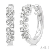 1/5 Ctw Petite Zigzag Layout Round Cut Diamond Fashion Huggies in 10K White Gold