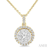 3/4 Ctw Lovebright Round Cut Diamond Pendant in 14K Yellow and White Gold with Chain