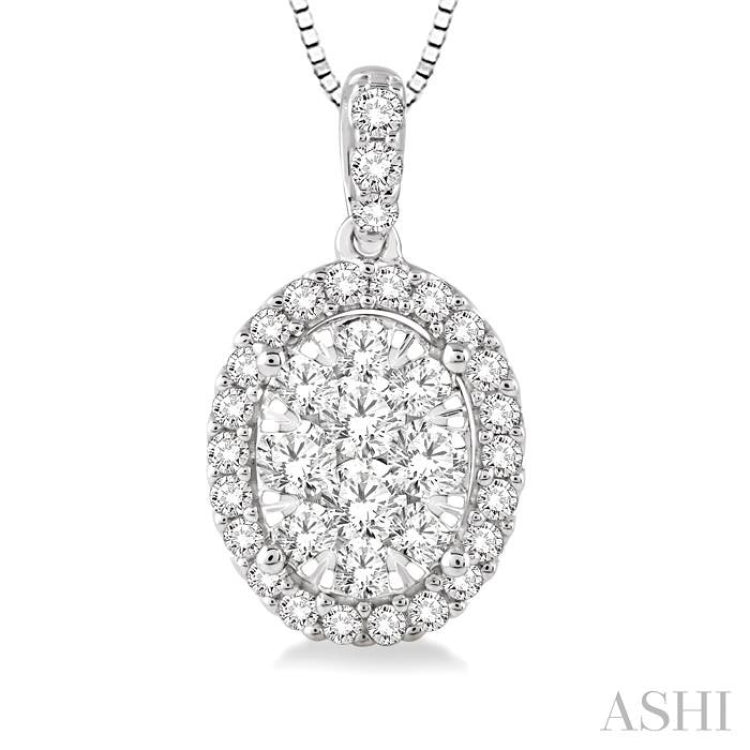 1/3 Ctw Oval Shape Diamond Lovebright Pendant in 14K White Gold with Chain 1/3 Ctw Oval Shape Diamond Lovebright Pendant in 14K White Gold with Chain