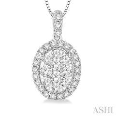 1/3 Ctw Oval Shape Diamond Lovebright Pendant in 14K White Gold with Chain 1/3 Ctw Oval Shape Diamond Lovebright Pendant in 14K White Gold with Chain