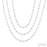 20 Ctw Bezel Set Round Cut Diamond Layered 60-Inch Necklace in 14K White Gold