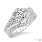 3/4 Ctw Diamond Wedding Set with 5/8 Ctw Round Cut Engagement Ring and 1/6 Ctw Wedding Band in 14K White Gold