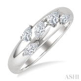 1/2 Ctw 5-Stone Pear and Marquise Cut Diamond Fashion Bold Band in 14K White Gold