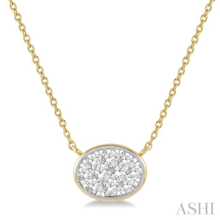 1/3 Ctw Oval Shape Lovebright Diamond Pendant With Chain in 14K Yellow and White Gold 1/3 Ctw Oval Shape Lovebright Diamond Pendant With Chain in 14K Yellow and White Gold