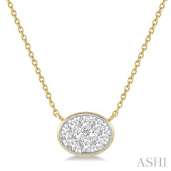 1/3 Ctw Oval Shape Lovebright Diamond Pendant With Chain in 14K Yellow and White Gold 1/3 Ctw Oval Shape Lovebright Diamond Pendant With Chain in 14K Yellow and White Gold